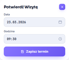Panel Serwisanta KiedySerwis.pl – potwierdzenie terminu wizyty z datą i godziną serwisu